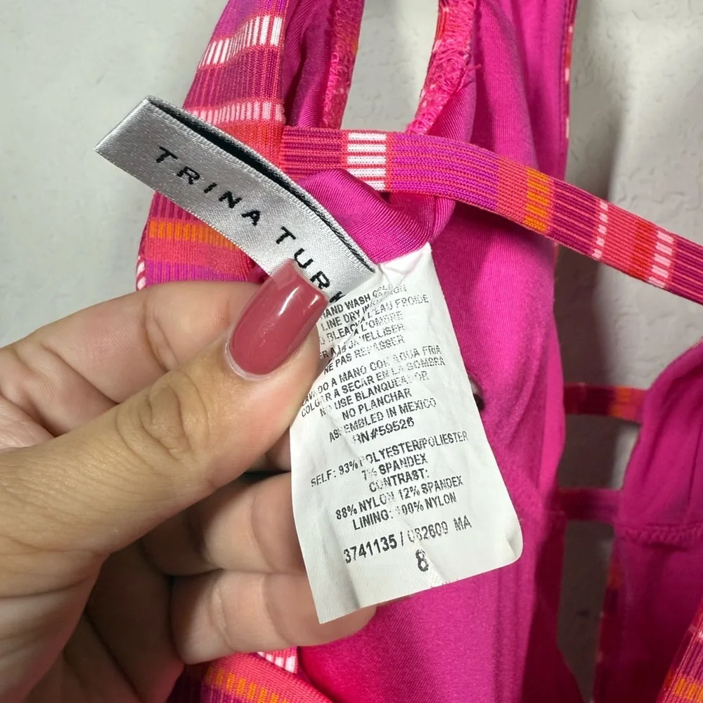 Trina Turk Marai Halter Plunge One Piece Swimsuit Size 8